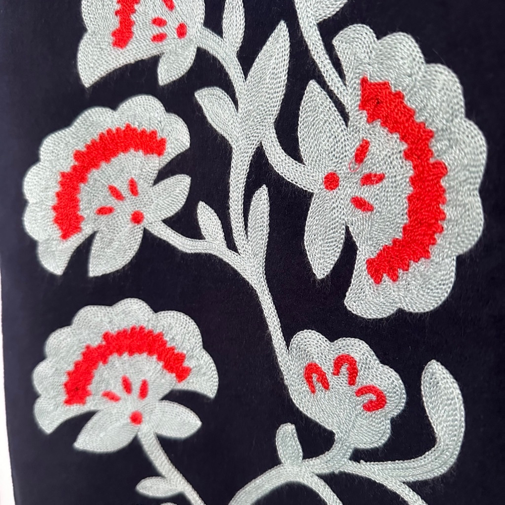NWOT BODEN Size 12 Navy Floral Embroidered Navy Teal and Red Mini Skirt - Picture 3 of 8